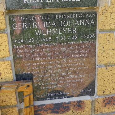 WEHMEYER Gertruida Johanna 1968-2008