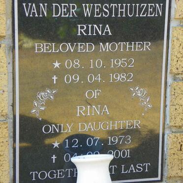 WESTHUIZEN Rina, van der 1952-1982 :: VAN DER WESTHUIZEN Rina 1973-2001