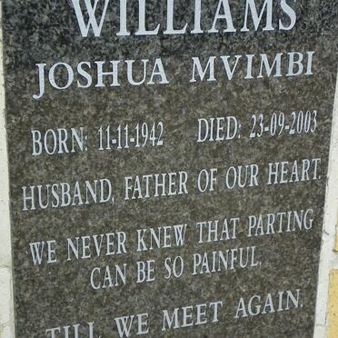 WILLIAMS Joshua Mvimbi 1942-2003
