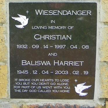 WIESENDANGER Christian 1932-1997 &amp; Baliswa Harriet 1945-2003