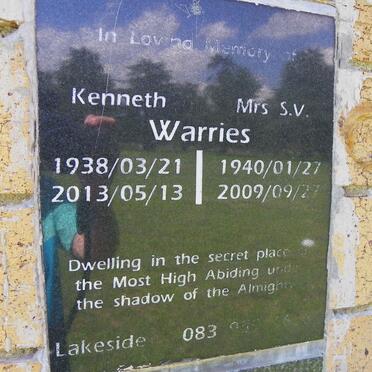 WARRIES Kenneth 1938-2013 &amp; S.V. 1940-2009