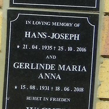 WAGNER Hans-Joseph 1935-2016 &amp; Gerlinda Maria Anna 1931-2018