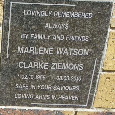 ZIEMONS Marlene Watson Clarke 1955-2010