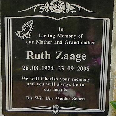 ZAAGE Ruth 1924-2008