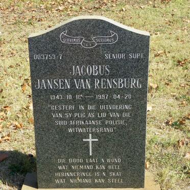 RENSBURG Jacobus, Jansen van 1943-1997