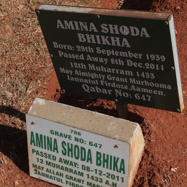 BHIKHA Amina Shoda 1939-2011