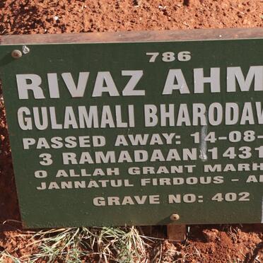 BHARODAWALA Rivaz Ahmed Gulamali -201?