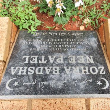 BADSHA Zohra nee PATEL -2018