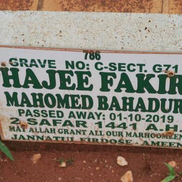 BAHADUR Hajee Fakir Mahomed -2019