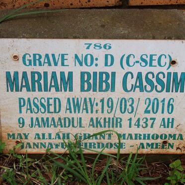 CASSIM Mariam Bibi -2016