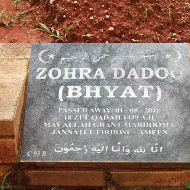 DADOO Zohra nee BHYAT -2018