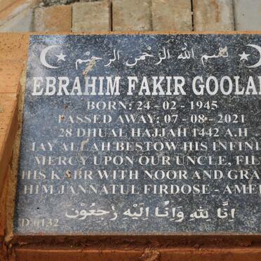 GOOLAM Ebrahim Fakir 1945-2021