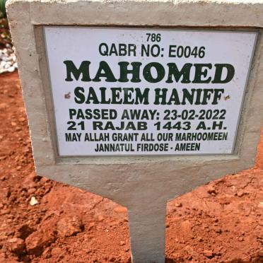 HANIFF Mahomed Saleem -2022