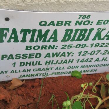 KALOO Fatima Bibi 1922-2021