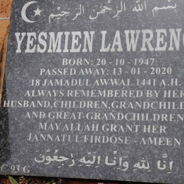 LAWRENCE Yesmien 1947-2020