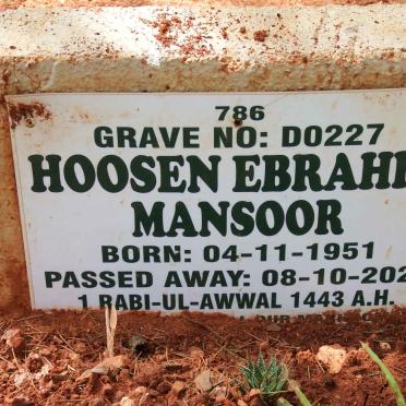 MANSOOR Hoosen Ebrahim 1951-2021