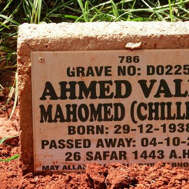 MAHOMED Ahmed Vally 1938-2021