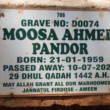 PANDOR Moosa Ahmed 1959-2021