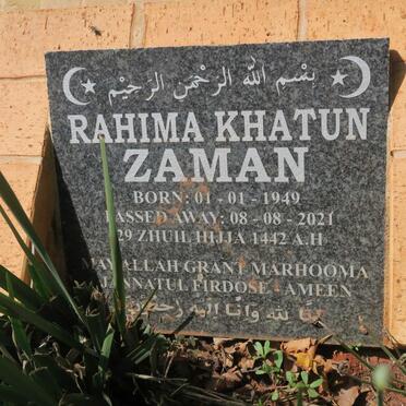 ZAMAN Rahima Khatun 1949-2021