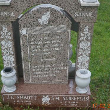 ABBOTT J.C. 1925-1992 :: SCHEEPERS S.M. 1924-1992