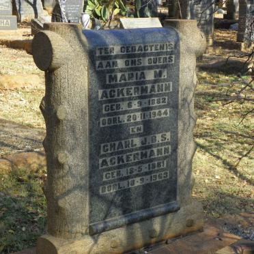 ACKERMANN Charl J.B.S. 1881-1963 &amp; Maria M. 1882-1944