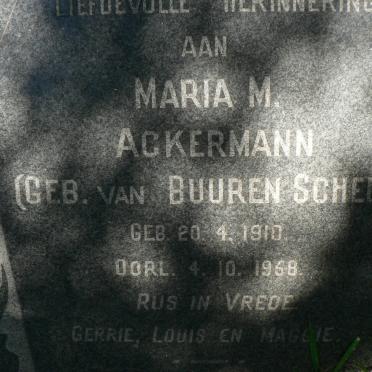 ACKERMANN Maria M. nee VAN BUUREN SCHELE 1910-1958