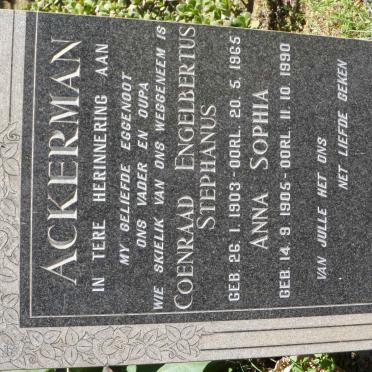 ACKERMAN Coenraad Engelbertus Stephanus 1903-1965 &amp; Anna Sophia 1905-1990