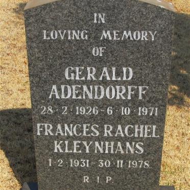ADENDORFF Gerald 1926-1971 :: KLEYNHANS Frances Rachel 1931-1978 