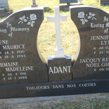 ADANT Rene Maurice 1910-1985 ADANT Germaine Madeleine 1911-1988 &amp; Jennifer Lynn 1947-2018