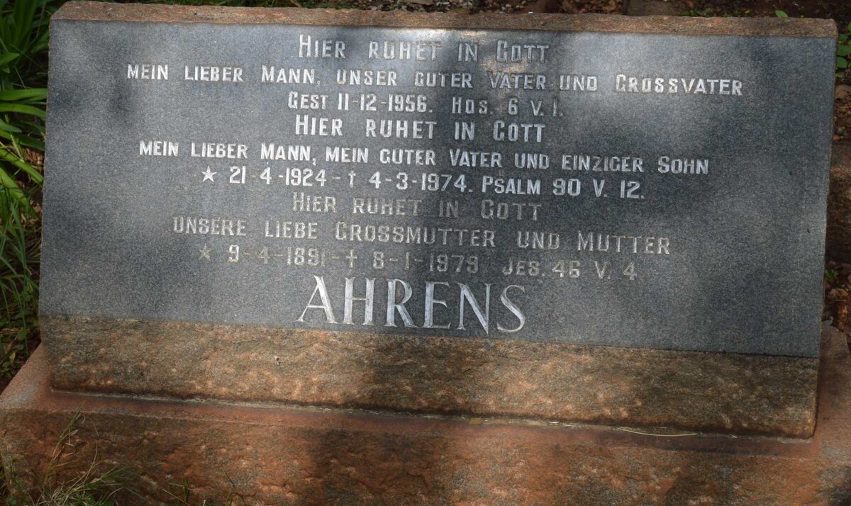 AHRENS ? -1956 :: AHRENS ? 1891-1979 :: AHRENS ? 1924-1974