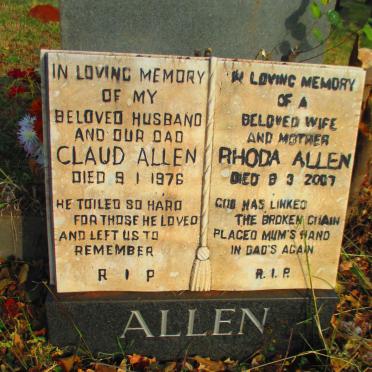 ALLEN Claud -1976 &amp; Rhoda -2007