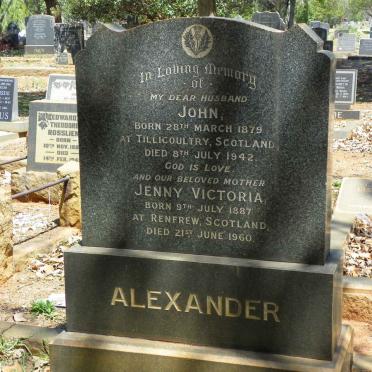 ALEXANDER John 1879-1942 &amp; Jenny Victoria 1887-1960