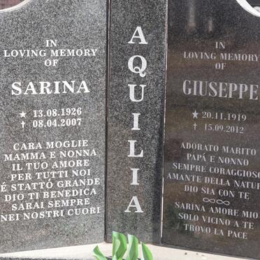 AQUILIA Giuseppe 1919-2012 &amp; Sarina 1926-2007