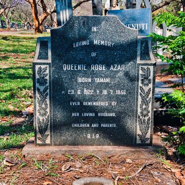 AZAR Queenie Rose nee YAMAN 1922-1956