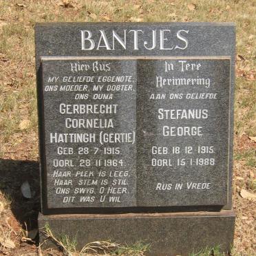 BANTJES Stefanus George 1915-1988 &amp; Gerbrecht Cornelia HATTINGH 1915-1964