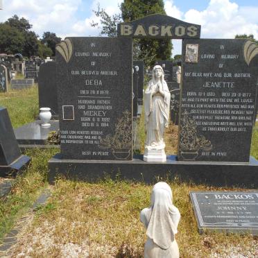 BACKOS Mickey 1922-1994 &amp; Deba -1970 :: BACKOS Johnny 1926-1997 :: BACKOS Jeanette 1933-1977
