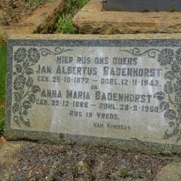 BADENHORST Jan Albertus 1872-1942 &amp; Anna Maria 1888-1960
