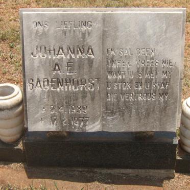 BADENHORST Johanna A.E. 1939-1977