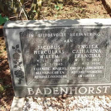 BADENHORST Jacobus Herculaas Willem 1893-1945 &amp; Engela Catharina Francina 1912-1986