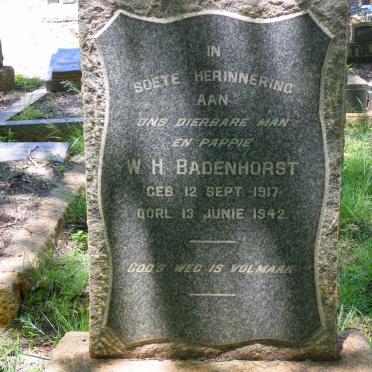 BADENHORST W.H. 1917-1942