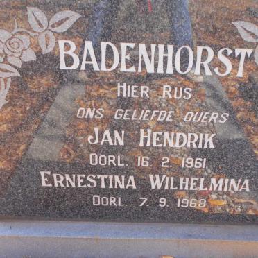BADENHORST Jan Hendrik -1961 &amp; Ernestina Wilhelmina -1968