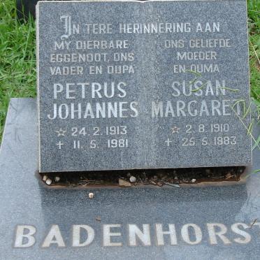 BADENHORST Petrus Johannes 1913-1981 &amp; Susan Margaret 1910-1983