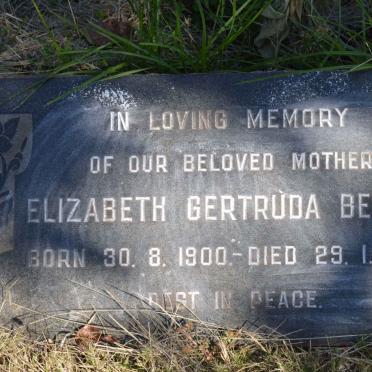 BEKKER Elizabeth Gertruda 1900-1955