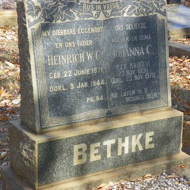 BETHKE Heinrich W.C. 1871-1944 &amp; Johanna C. KRUGER 1896-1979