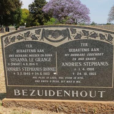 BEZUIDENHOUT Andries Stephanus 1908-1965 &amp; Susanna LE GRANGE nee SWART 1914-  :: BEZUIDENHOUT Andries Stephanus 1945-1983