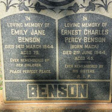 BENSON Ernest Charles Percy -1944 :: BENSON Emily Jane -1944