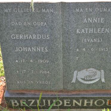 BEZUIDENHOUDT Gerhardus Johannes 1909-1984 &amp; Annie Kathleen EVANS 1915-