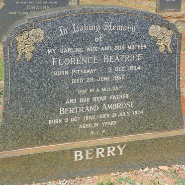 BERRY Bertrand Ambrose 1893-1974 &amp; Florence Beatrice PITTAWAY 1894-1950
