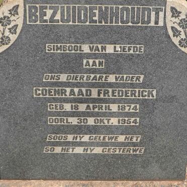 BEZUIDENHOUT Coenraad Frederick 1874-1954