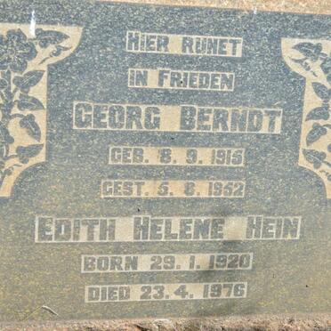 BERNDT Georg 1915-1952 &amp; Edith Helene HEIN 1920-1976